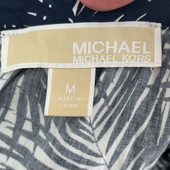 MICHAEL MICHAEL KORS Palm Stretch Organic Cotton Poplin Cutout Dress Medium - Picture 4 of 10